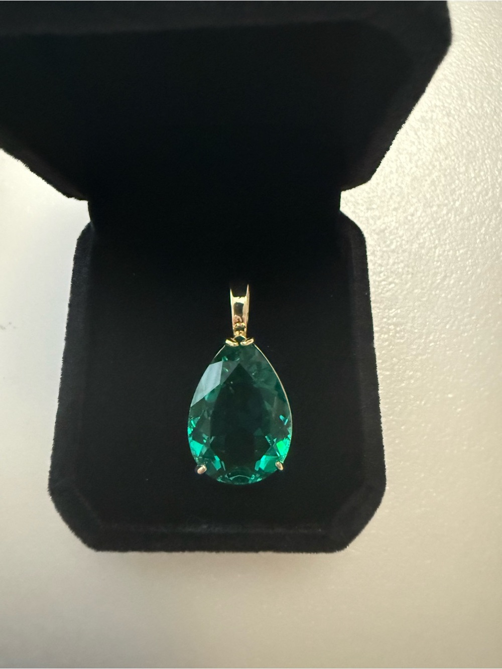 Adina Eden Gold Teardrop Emerald Green Crystal Pendant